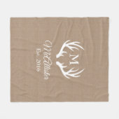 カントリー素朴ホワイトディアー〔雄ジカの〕枝角 |パーソナライズされた | フリースブランケット (正面(横))