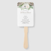 カントリー素朴ホワイトフラワーズシック結婚式 プログラム ハンドファン (正面)