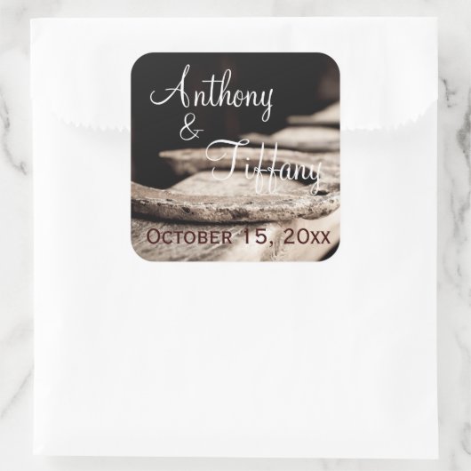 カントリー素朴ホースシューズカウボーイ結婚式の引き出物スクー スクエアシール (バッグ)