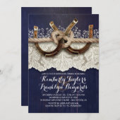 カントリー素朴ホースシューズカップルのリハーサルディナー 招待状 (正面/裏面)