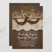 カントリー素朴ホースシューズカップルのリハーサルディナー 招待状 (正面/裏面)