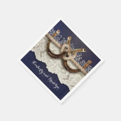 カントリー素朴ホースシューズレースウッドネイビー結婚ズ スタンダードカクテルナプキン (角)