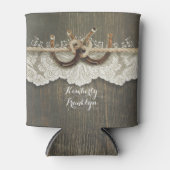 カントリー素朴ホースシューズレースウッド結婚ズ 缶クーラー (正面)