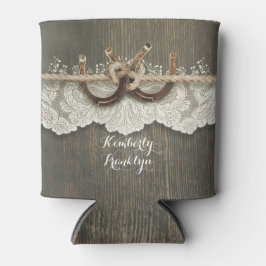 カントリー素朴ホースシューズレースウッド結婚ズ 缶クーラー