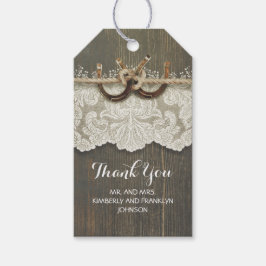 カントリー素朴ホースシューズレース結婚ウッド ギフトタグ
