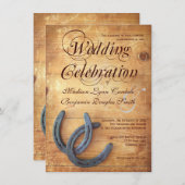 カントリー素朴ホースシューズ木材結婚式招待状 招待状 (正面/裏面)