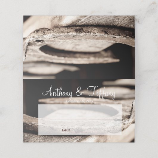 カントリー素朴ホースシューズ結婚カウボーイ プレイスカード (外部開封)