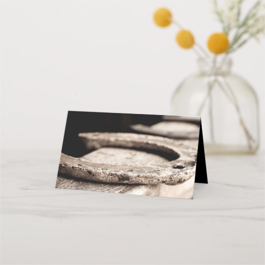 カントリー素朴ホースシューズ結婚カウボーイ プレイスカード (裏面)