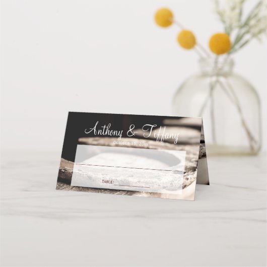 カントリー素朴ホースシューズ結婚カウボーイ プレイスカード (正面)