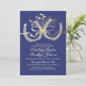 カントリー素朴ホースシューズ金ゴールド婚約パーティ 招待状 (スタンド正面)