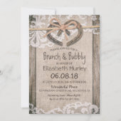 カントリー素朴ホースシューバーラップレースブライダルシャワー 招待状 (正面)