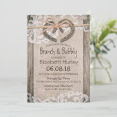 カントリー素朴ホースシューバーラップレースブライダルシャワー 招待状 (スタンド正面)