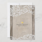 カントリー素朴ホースシューバーラップレースブライダルシャワー 招待状 (裏面)