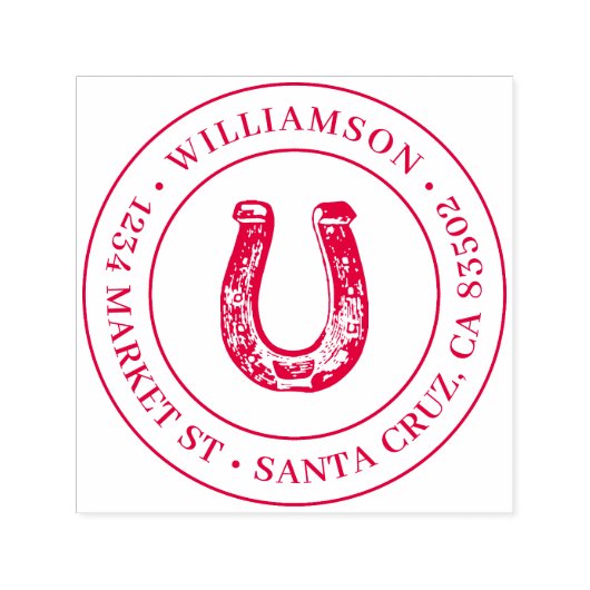 カントリー素朴ホースシューラウンド差出人住所 セルフインキングスタンプ (デザイン)