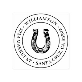 カントリー素朴ホースシューラウンド差出人住所 ラバースタンプ