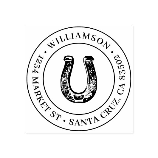 カントリー素朴ホースシューラウンド差出人住所 ラバースタンプ (インプリント)