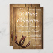 カントリー素朴ホースショーズウッド結婚式招待状 招待状 (正面/裏面)