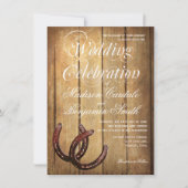 カントリー素朴ホースショーズウッド結婚式招待状 招待状 (正面)