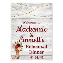 カントリー素朴ボホウェスタンのリハーサルのディナーサイン フォトプリント           