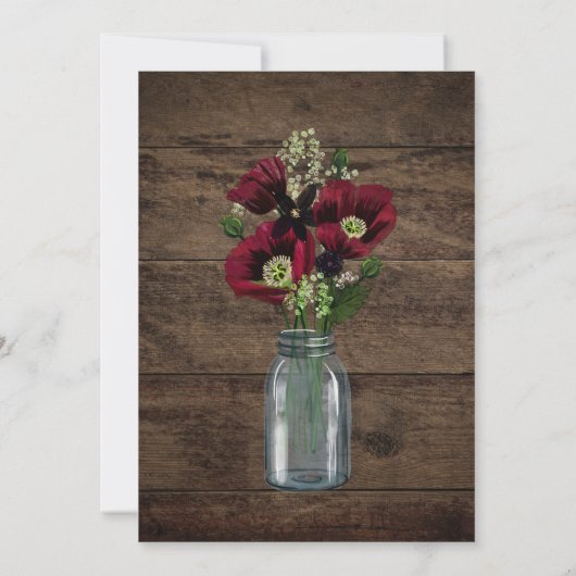 カントリー素朴マルーンのメイソンのjarカントリーウェディング 招待状 (裏面)