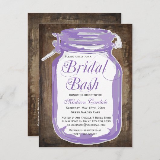 カントリー素朴メイスンジャーブライダルシャワーはがき インビテーションポストカード (正面/裏面)