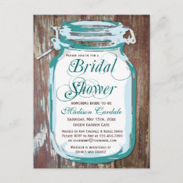 カントリー素朴メイスンジャーブライダルシャワーはがき インビテーションポストカード