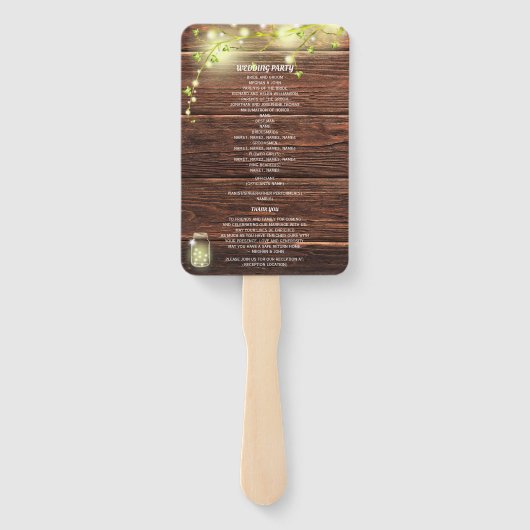 カントリー素朴メイスンジャールライツ結婚式 プログラム ハンドファン (裏面)