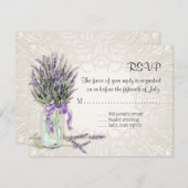 カントリー素朴メイスンジャールレースンラベンダーフローラ 出欠カード (正面/裏面)