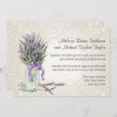 カントリー素朴メイスンジャールレースンラベンダーフローラ 招待状 (正面/裏面)