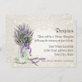 カントリー素朴メイスンジャールレースンラベンダーフローラ 招待状 (正面/裏面)