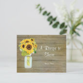 カントリー素朴メイソンの瓶の花ひまわり花束 ポストカード (スタンド正面)