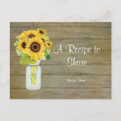 カントリー素朴メイソンの瓶の花ひまわり花束 ポストカード (正面)
