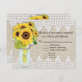 カントリー素朴メイソンの瓶の花 – ひまわりレース 出欠カード (正面/裏面)