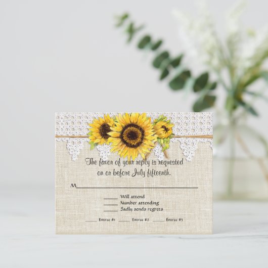 カントリー素朴メイソンの瓶の花 – ひまわりレース 出欠カード (スタンド正面)