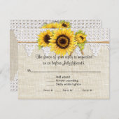 カントリー素朴メイソンの瓶の花 – ひまわりレース 出欠カード (正面/裏面)