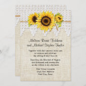 カントリー素朴メイソンの瓶の花 – ひまわりレース 招待状 (正面/裏面)
