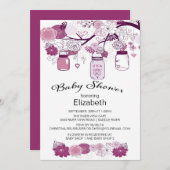 カントリー素朴メイソンの瓶の赤ちゃんシャワー 招待状 (正面/裏面)