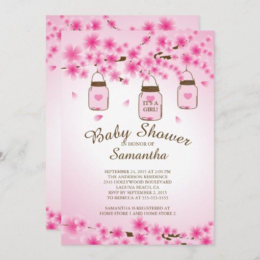 カントリー素朴メイソンジャースベイビーシャワー招待状 招待状 (正面/裏面)