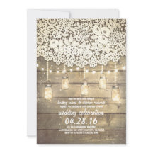 カントリー素朴メイソンジャースライツレースウッド結婚ズ