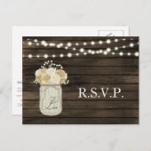 カントリー素朴メイソンジャーデイジーバーンウッドズ結婚ズ インビテーションポストカード (正面/裏面)