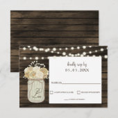 カントリー素朴メイソンジャーデイジーバーンウッドズ結婚ズ 出欠カード (正面/裏面)