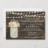 カントリー素朴メイソンジャーデイジーバーンウッドズ結婚ズ 招待状 (正面)