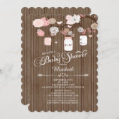 カントリー素朴メイソンジャールガールズベビーシャワー 招待状 (正面/裏面)