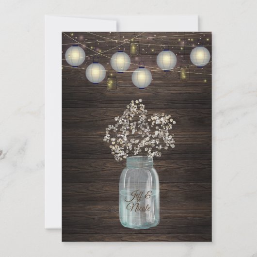 カントリー素朴メイソンジャールバーンブライダルシャワー招待状 招待状 (裏面)