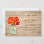 カントリー素朴メイソンジャールフラワーズブライダルシャワー 招待状 (正面)