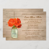 カントリー素朴メイソンジャールフラワーズブライダルシャワー 招待状 (正面/裏面)