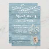 カントリー素朴メイソンジャールブルーブライダルシャワー招待状 招待状 (正面/裏面)