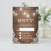 カントリー素朴メイソンジャールライツレースウッドRSVP 出欠カード (スタンド正面)
