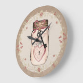 カントリー素朴メイソンジャールラブ鍵ウォールクロック ラージ壁時計 (傾斜)