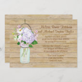 カントリー素朴メイソンジャールラベンダーフローラアジサイ 招待状 (正面/裏面)